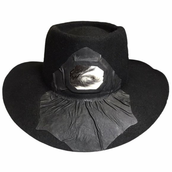Western 1990 Vintage Designer Custom Made Bee Hat Co. 100% Wool Black Cowboy hat - Picture 8 of 9